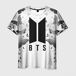 Футболка мужская BTS: Grey Butterflies, цвет: 3D-принт