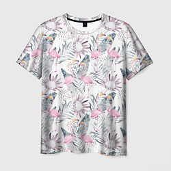 Мужская футболка Тропические фламинго