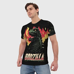 Футболка мужская Flame Godzilla, цвет: 3D-принт — фото 2