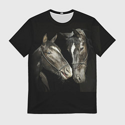 Мужская футболка Черные лошади