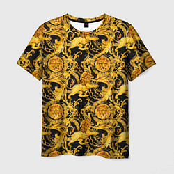 Мужская футболка Львы золотые узоры