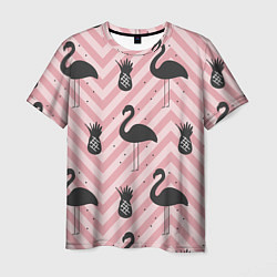 Мужская футболка Черный фламинго арт