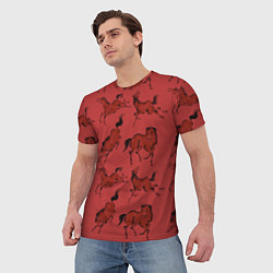 Футболка мужская Красные кони, цвет: 3D-принт — фото 2