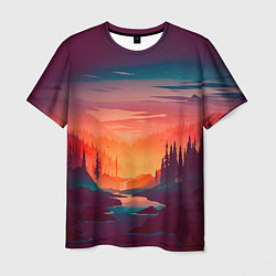 Мужская футболка Minimal forest sunset
