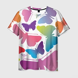 Мужская футболка Разноцветные бабочки