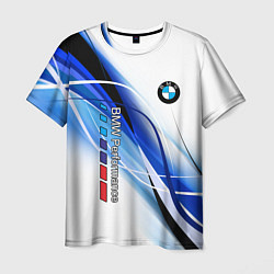 Футболка мужская BMW волны - blue-white, цвет: 3D-принт