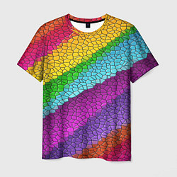 Мужская футболка Яркая мозаика радуга диагональ