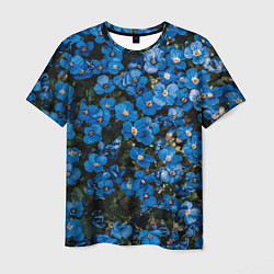 Мужская футболка Поле синих цветов фиалки лето