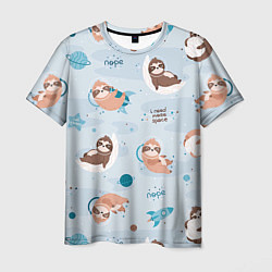 Мужская футболка Паттерн ленивец космос полет