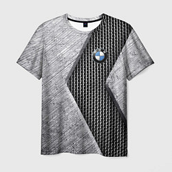 Мужская футболка BMW - emblem - metal - texture
