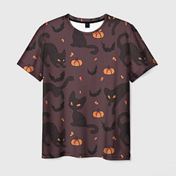 Мужская футболка Хэллоуиновский кот