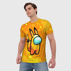 Футболка мужская AMONG US - Pikachu, цвет: 3D-принт — фото 2
