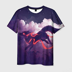 Мужская футболка Лиса бежит по облакам