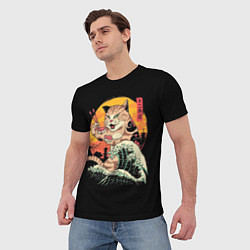 Футболка мужская Японский кот, цвет: 3D-принт — фото 2