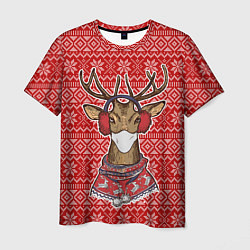 Мужская футболка Deer in a medical mask