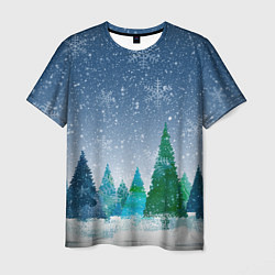 Мужская футболка Снежинки в лесу