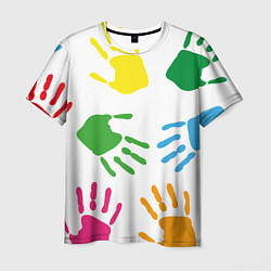 Мужская футболка Цветные ладошки - Детский узор