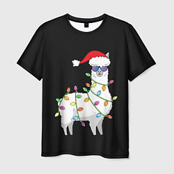 Мужская футболка Рождественская Лама
