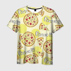 Мужская футболка Узор - Пицца на желтом