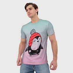 Футболка мужская Милый пингвин в шапочке, цвет: 3D-принт — фото 2