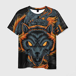 Мужская футболка Волк и дракон