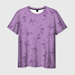 Мужская футболка Листья на фиолетовом фоне
