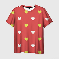 Мужская футболка Сердечки на красном паттерн