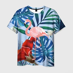 Мужская футболка Фламинго в папоротнике