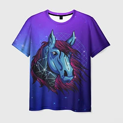 Мужская футболка Retrowave Neon Horse