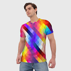 Футболка мужская Пиксельная радуга, цвет: 3D-принт — фото 2