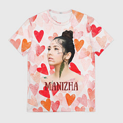 Мужская футболка Manizha на фоне сердечек