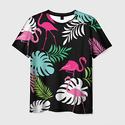Мужская футболка Фламинго с цветами