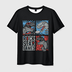 Мужская футболка Rock Star Dino Динозавр геймер