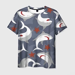 Футболка мужская Акулы, цвет: 3D-принт