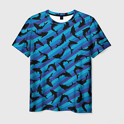 Мужская футболка Черные акулы паттерн