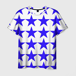 Мужская футболка Синие звёзды на белом фоне