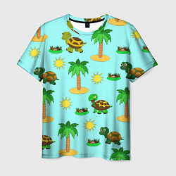 Мужская футболка Черепашки и пальмы