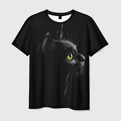 Футболка мужская Черный кот, цвет: 3D-принт