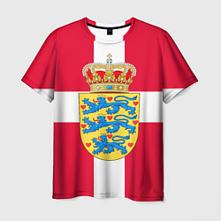 Мужская футболка Дания Герб и флаг Дании