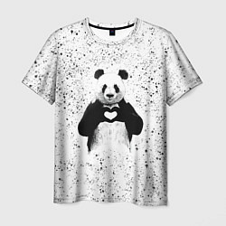 Мужская футболка Панда Любовь Сердце Брызги