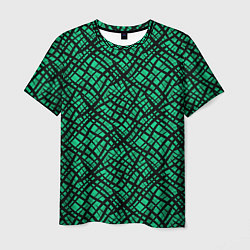 Мужская футболка Абстрактный зелено-черный узор