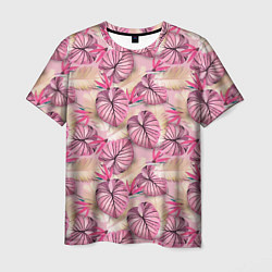 Мужская футболка Розовый тропический узор