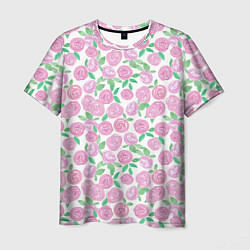 Мужская футболка Розовые акварельные розы
