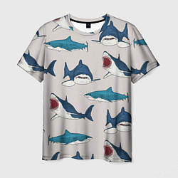 Мужская футболка Кровожадные акулы паттерн