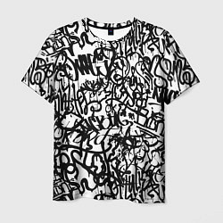 Мужская футболка Graffiti black on white