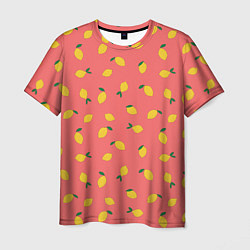 Мужская футболка Лимоны на кораловом