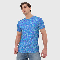 Футболка мужская Голубая пиксель абстракция, цвет: 3D-принт — фото 2