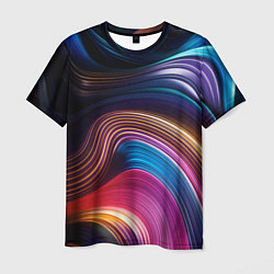 Мужская футболка Цветные неоновые волны