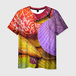 Мужская футболка Разноцветные ракушки multicolored seashells