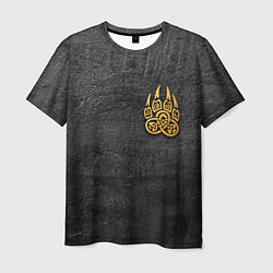 Мужская футболка Волчий отпечаток золотом Символ Велеса